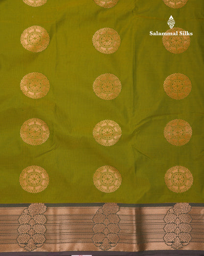 Beautiful Rust Orange Traditional Buttas Semi Silk Saree With Dark Maroon Border