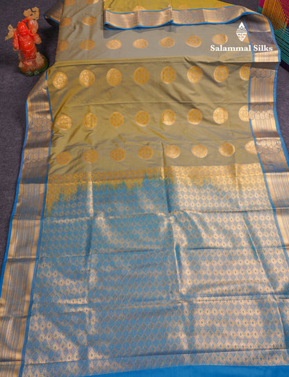 Beautiful Rust Orange Traditional Buttas Semi Silk Saree With Dark Maroon Border