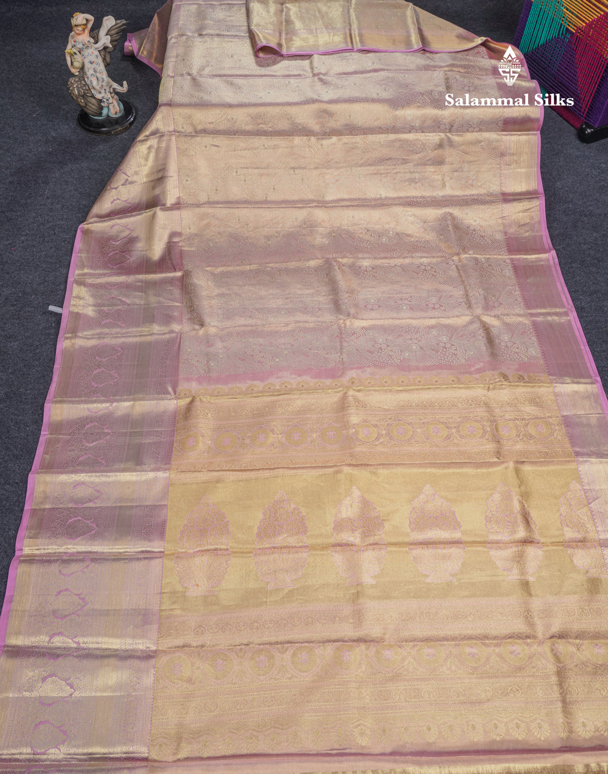 Light Lavender Beautiful Tissue Bridal Pure Kanjivaram Silk Saree With Self Evening Morning Border