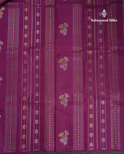 Beautiful Magenta Fancy Pure Kanjivaram Silk Saree With Contrast Sapphire Green Blouse