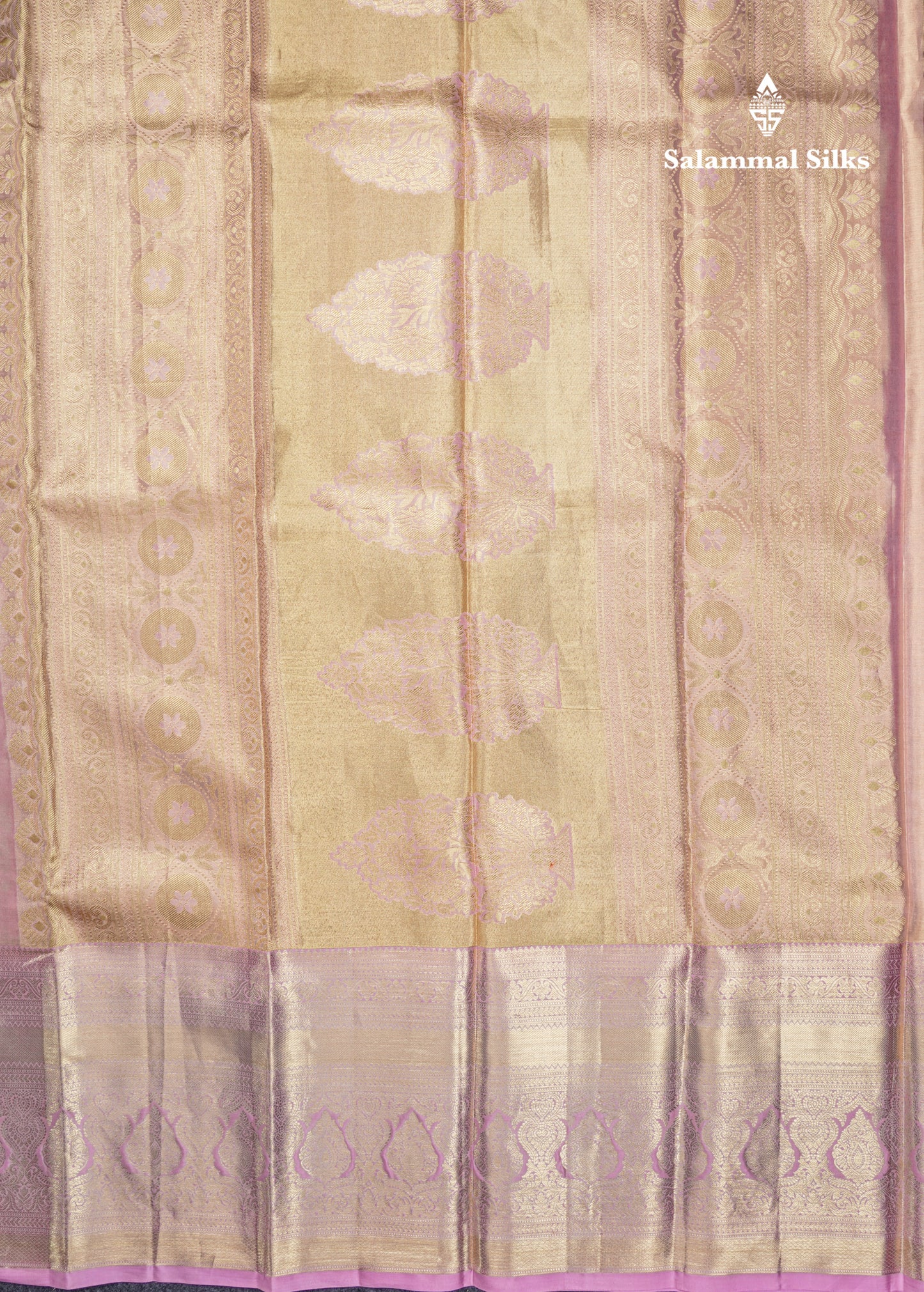 Light Lavender Beautiful Tissue Bridal Pure Kanjivaram Silk Saree With Self Evening Morning Border