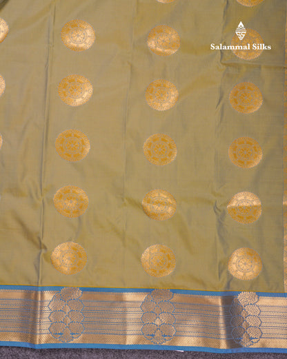 Beautiful Rust Orange Traditional Buttas Semi Silk Saree With Dark Maroon Border