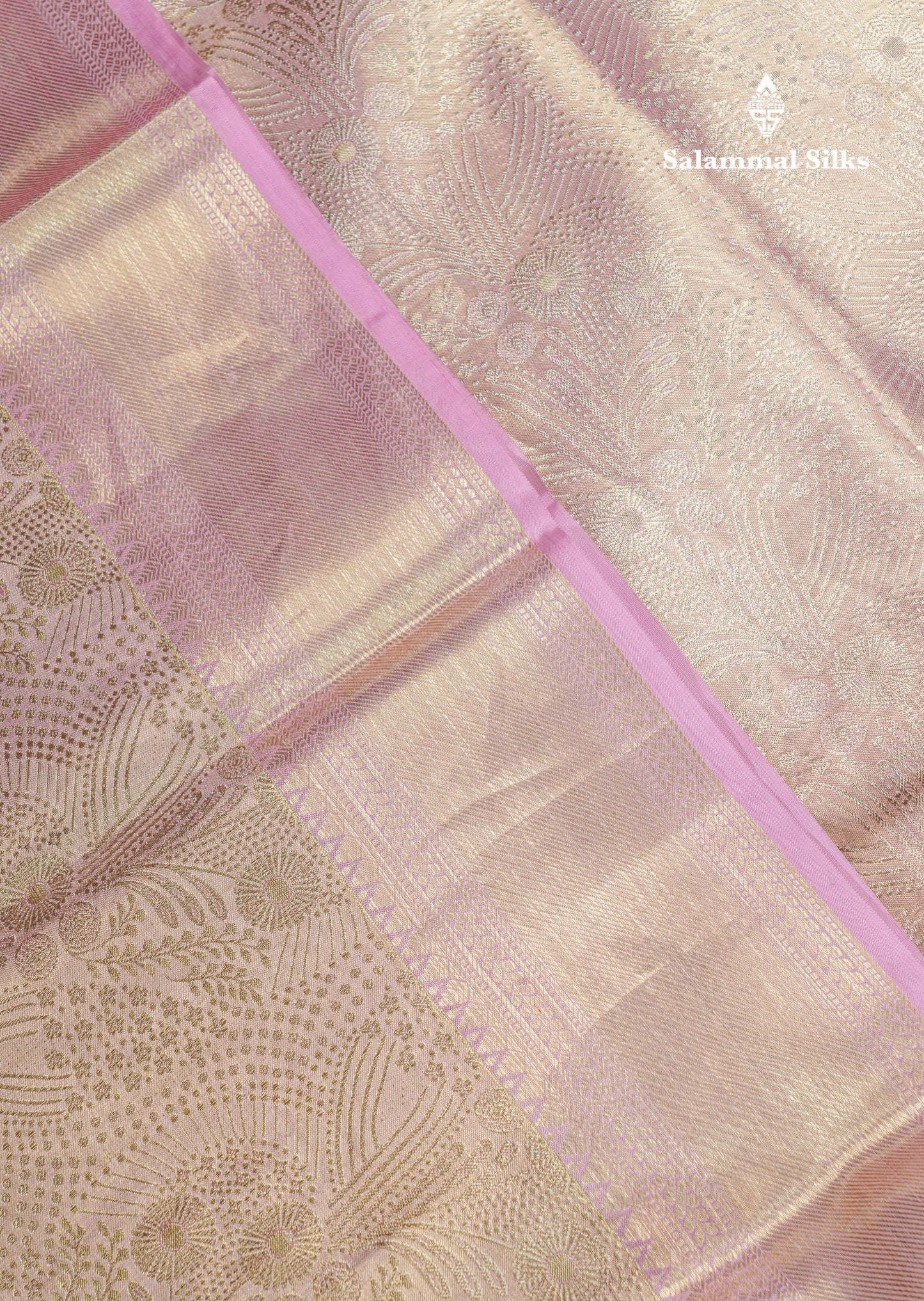 Light Lavender Beautiful Tissue Bridal Pure Kanjivaram Silk Saree With Self Evening Morning Border