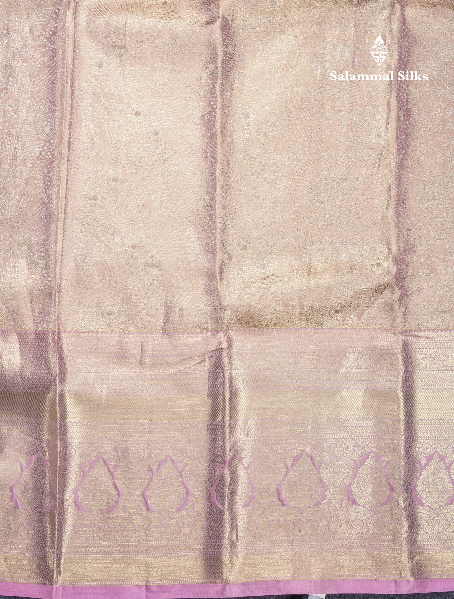 Light Lavender Beautiful Tissue Bridal Pure Kanjivaram Silk Saree With Self Evening Morning Border