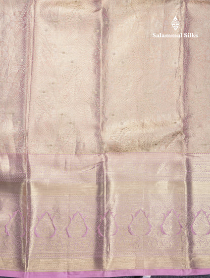 Light Lavender Beautiful Tissue Bridal Pure Kanjivaram Silk Saree With Self Evening Morning Border