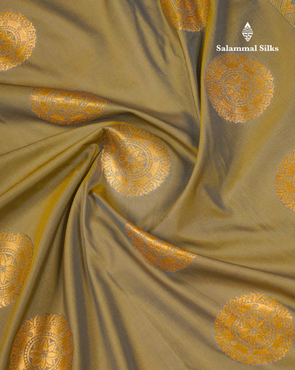 Beautiful Rust Orange Traditional Buttas Semi Silk Saree With Dark Maroon Border