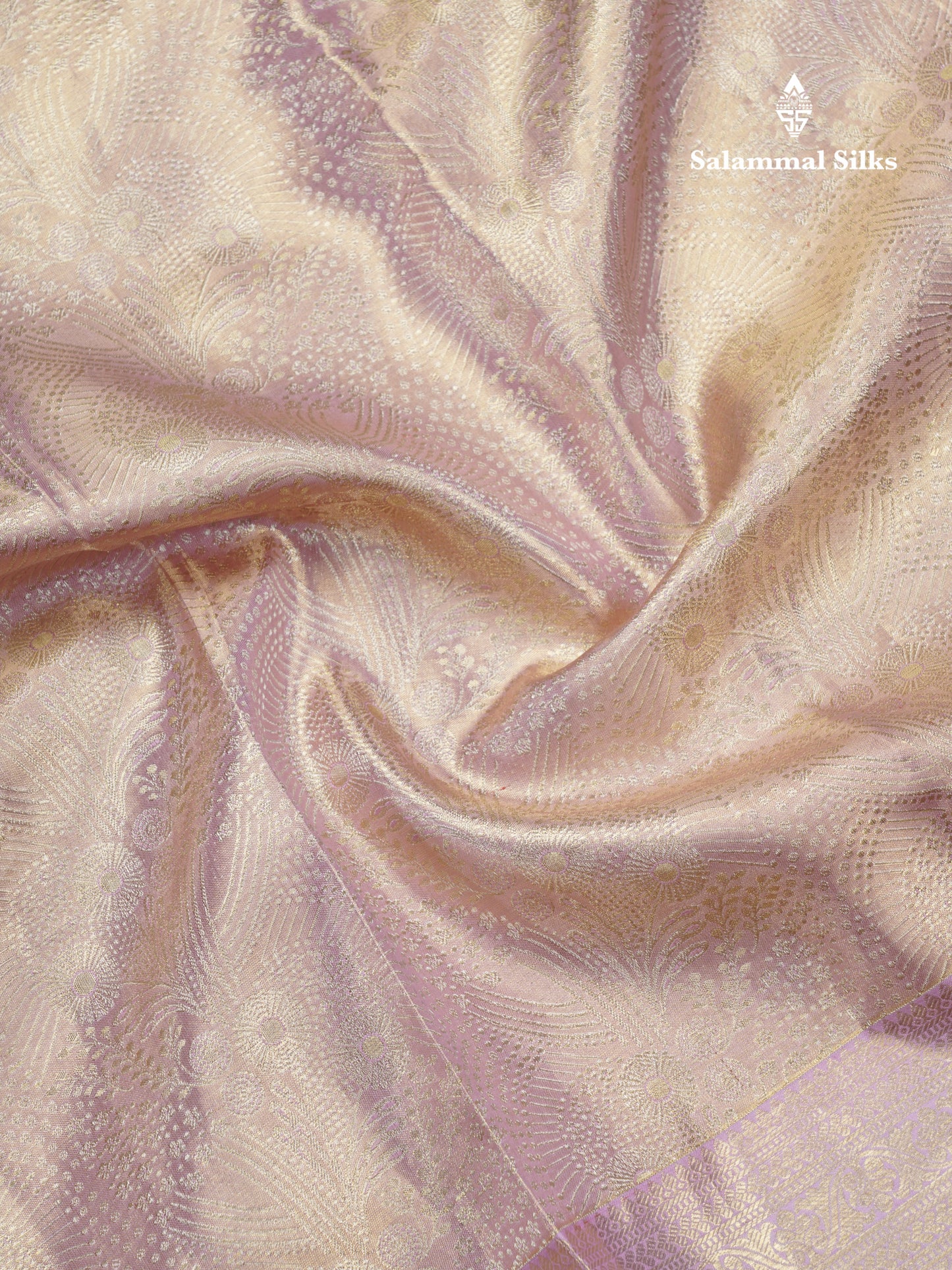 Light Lavender Beautiful Tissue Bridal Pure Kanjivaram Silk Saree With Self Evening Morning Border