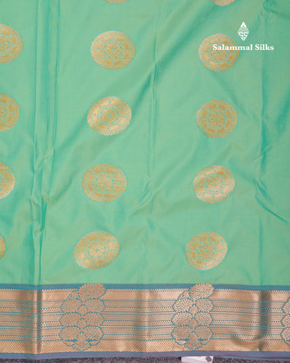 Beautiful Rust Orange Traditional Buttas Semi Silk Saree With Dark Maroon Border