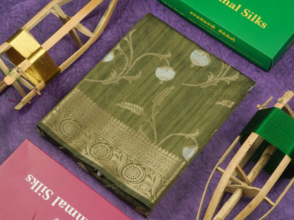 Brown Semi Tussar Saree With Fancy Border