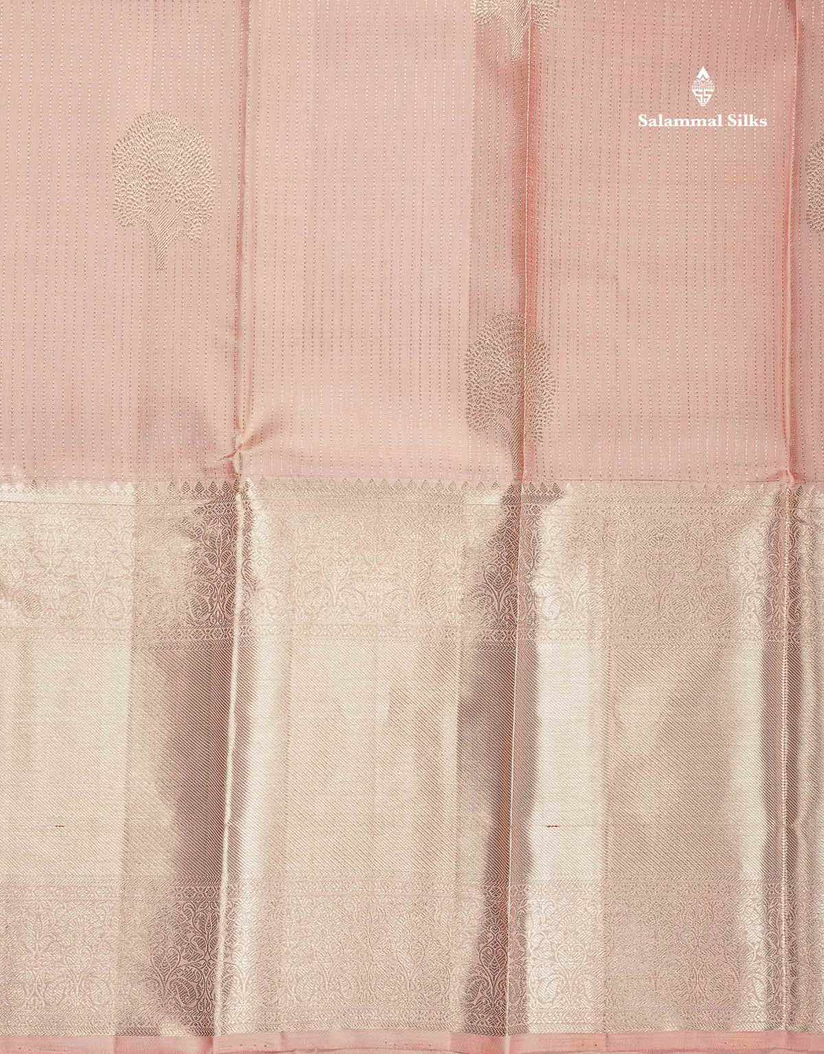 Beautiful Baby Pink Pure Kanjivaram Silk Saree With Contrast Sapphire Green Blouse