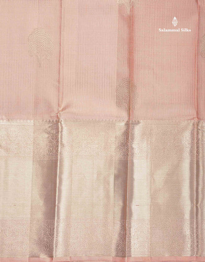 Beautiful Baby Pink Pure Kanjivaram Silk Saree With Contrast Sapphire Green Blouse