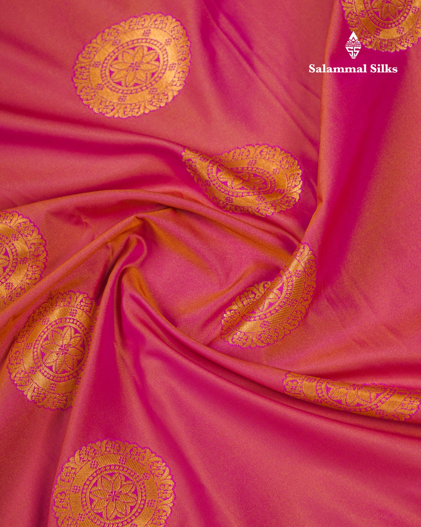 Beautiful Rust Orange Traditional Buttas Semi Silk Saree With Dark Maroon Border