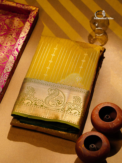 Beautiful Dual Tone Onion Pink Vertical Zari Line With Butta Semi Silk Saree With Contrast Light Blue Blouse