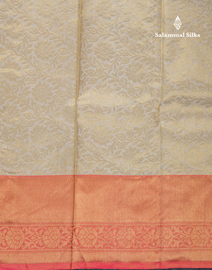White Beautiful Grand Pure Kanjivaram Silk Saree With Light Pink Border