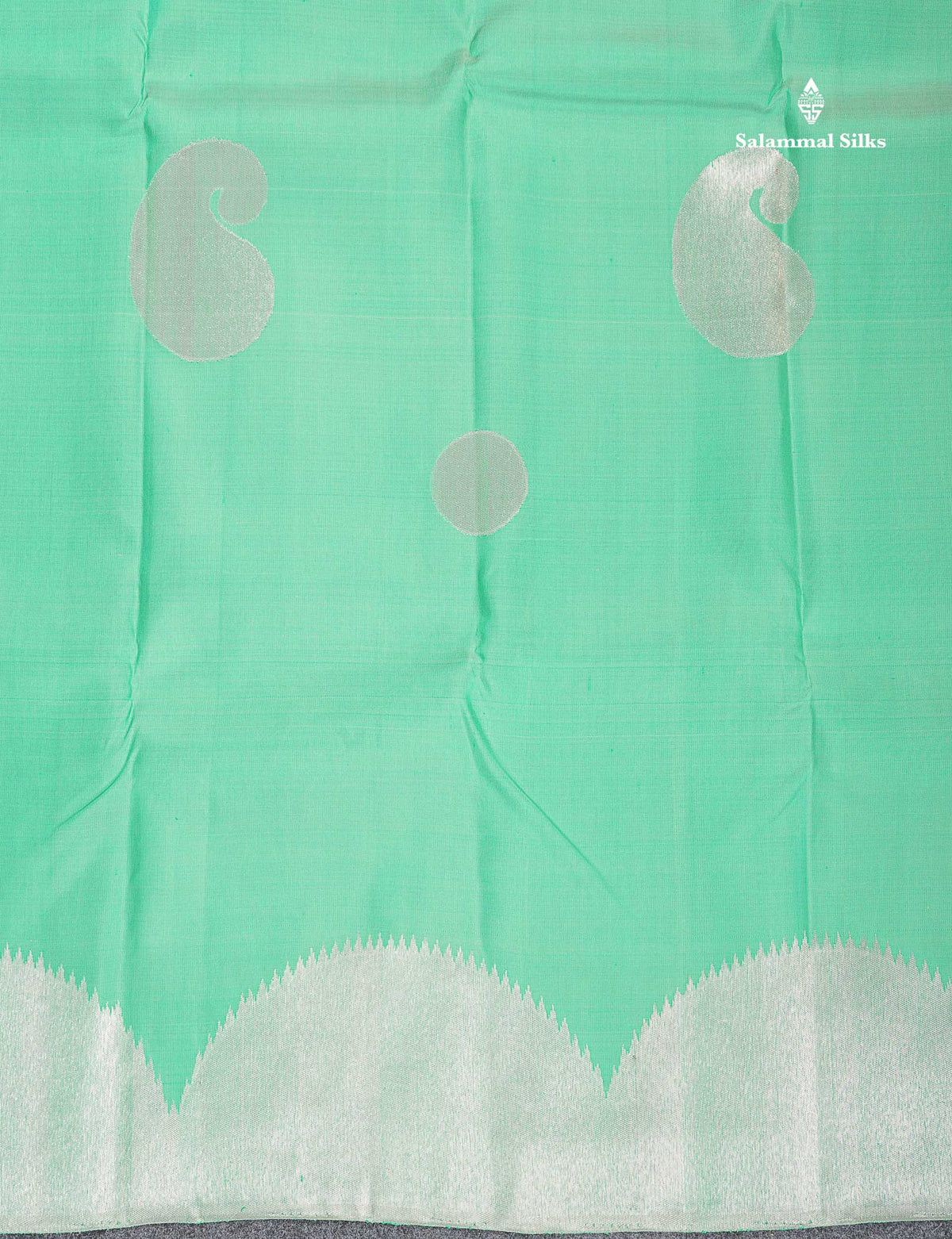 8 Kol Light Rexona Green Pure Kanjivaram Silk Saree with Circle Pattern Border