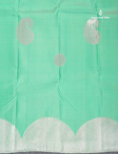 8 Kol Light Rexona Green Pure Kanjivaram Silk Saree with Circle Pattern Border