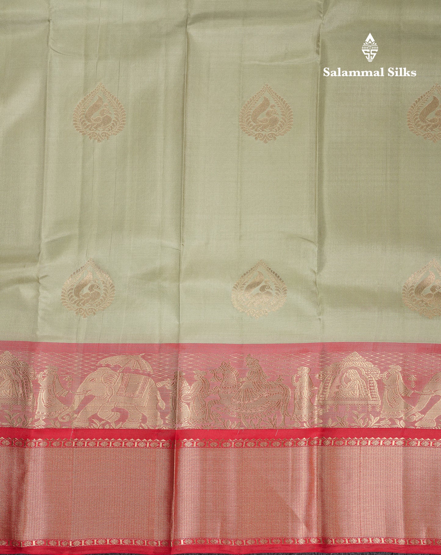 Beautiful Light Pista Green Pure Kanjivaram Silk Saree with Contrast Chilly Red Traditional Pallakku Border