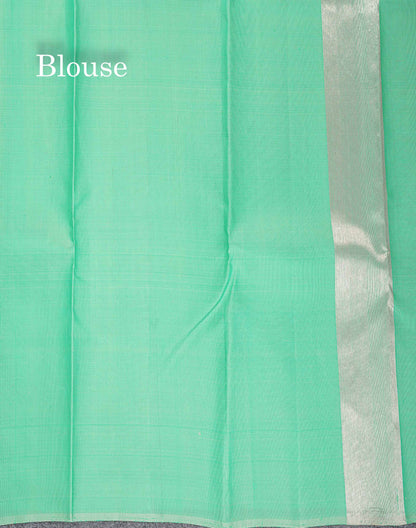 8 Kol Light Rexona Green Pure Kanjivaram Silk Saree with Circle Pattern Border