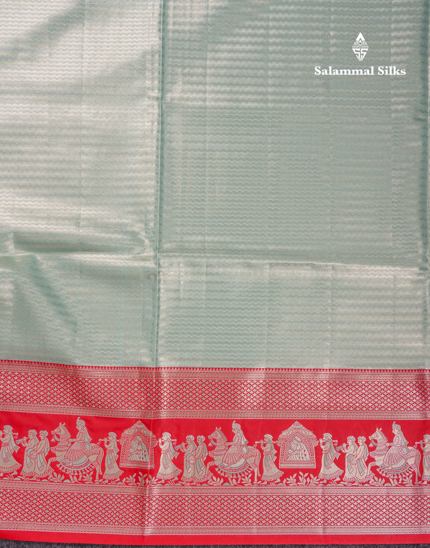 Beautiful Light Green Tissue Silk Mix Saree With Contrast Vadamalli Traditional Pallaku Evening Morning Border