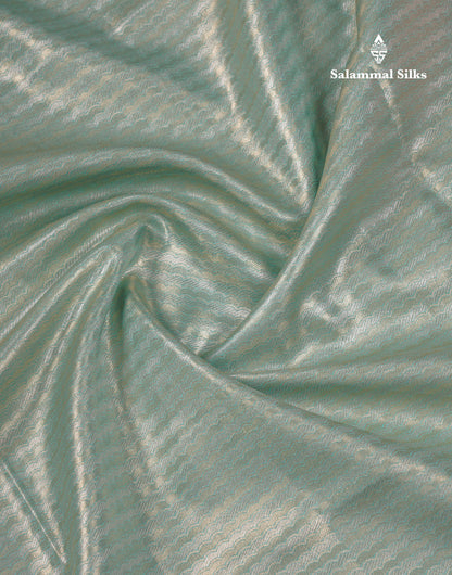 Beautiful Light Green Tissue Silk Mix Saree With Contrast Vadamalli Traditional Pallaku Evening Morning Border