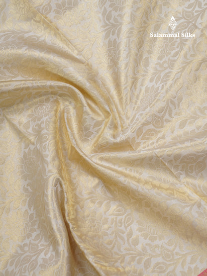 White Beautiful Grand Pure Kanjivaram Silk Saree With Light Pink Border