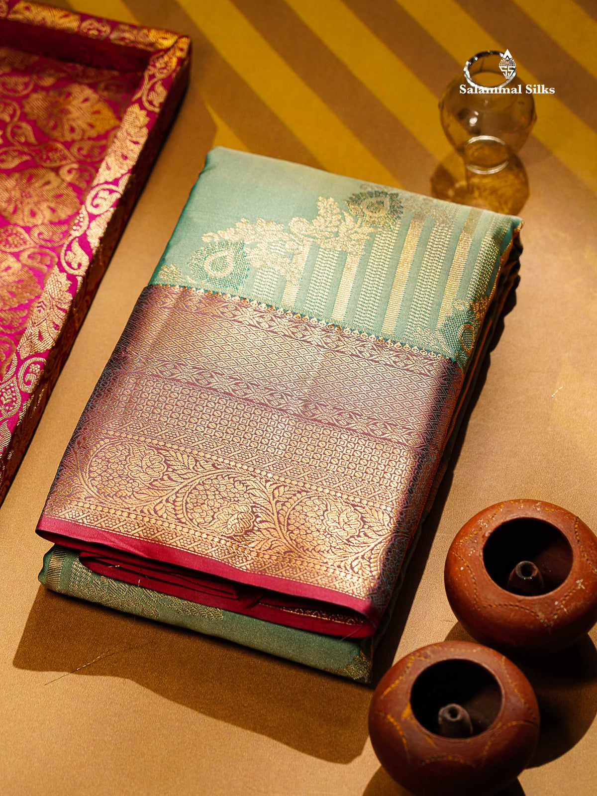 Beautiful Dual Tone Peacock Blue Semi Silk Saree With Contrast Red Traditional Evening Morning Border