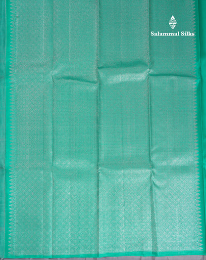 Beautiful Blueish Grey Fancy Pure Kanjivaram Pure Silk Saree With Contrast Rexona Blouse
