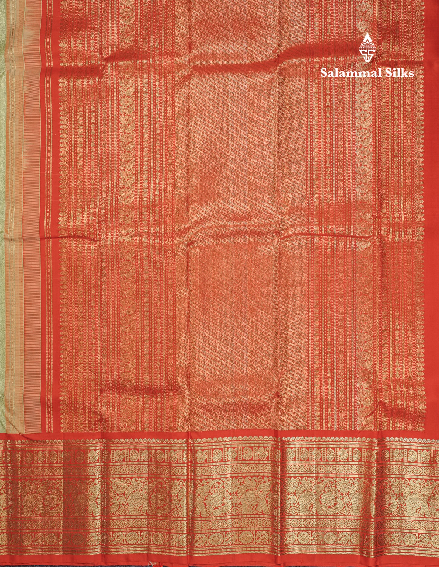 Light Parrot Green Beautiful Vanasingaram Grand Bridal Pure Kanjivaram Silk Saree With Red Korvai Border