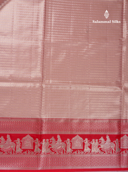 Beautiful Light Green Tissue Silk Mix Saree With Contrast Vadamalli Traditional Pallaku Evening Morning Border