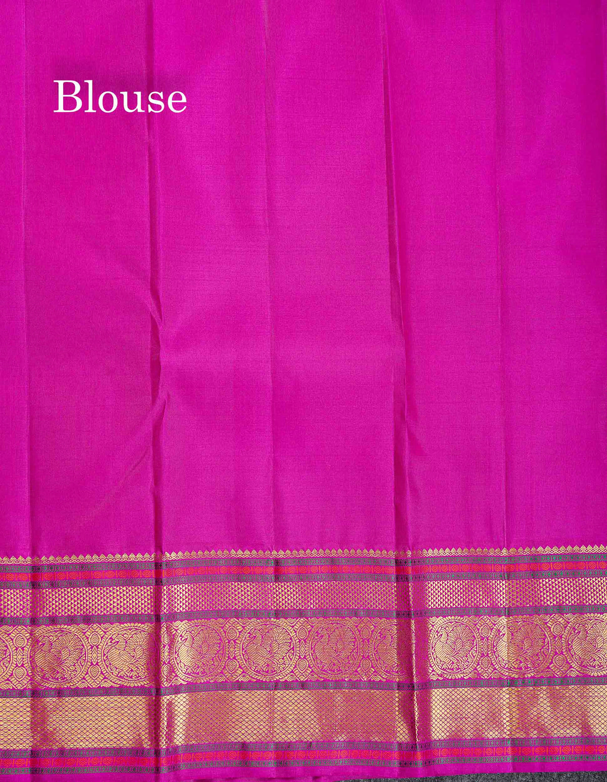 Korvai Pure Kanjivaram Silk Saree - Greenish Grey Colour Body With Contrast Magenta Pink Traditional Evening Morning Border