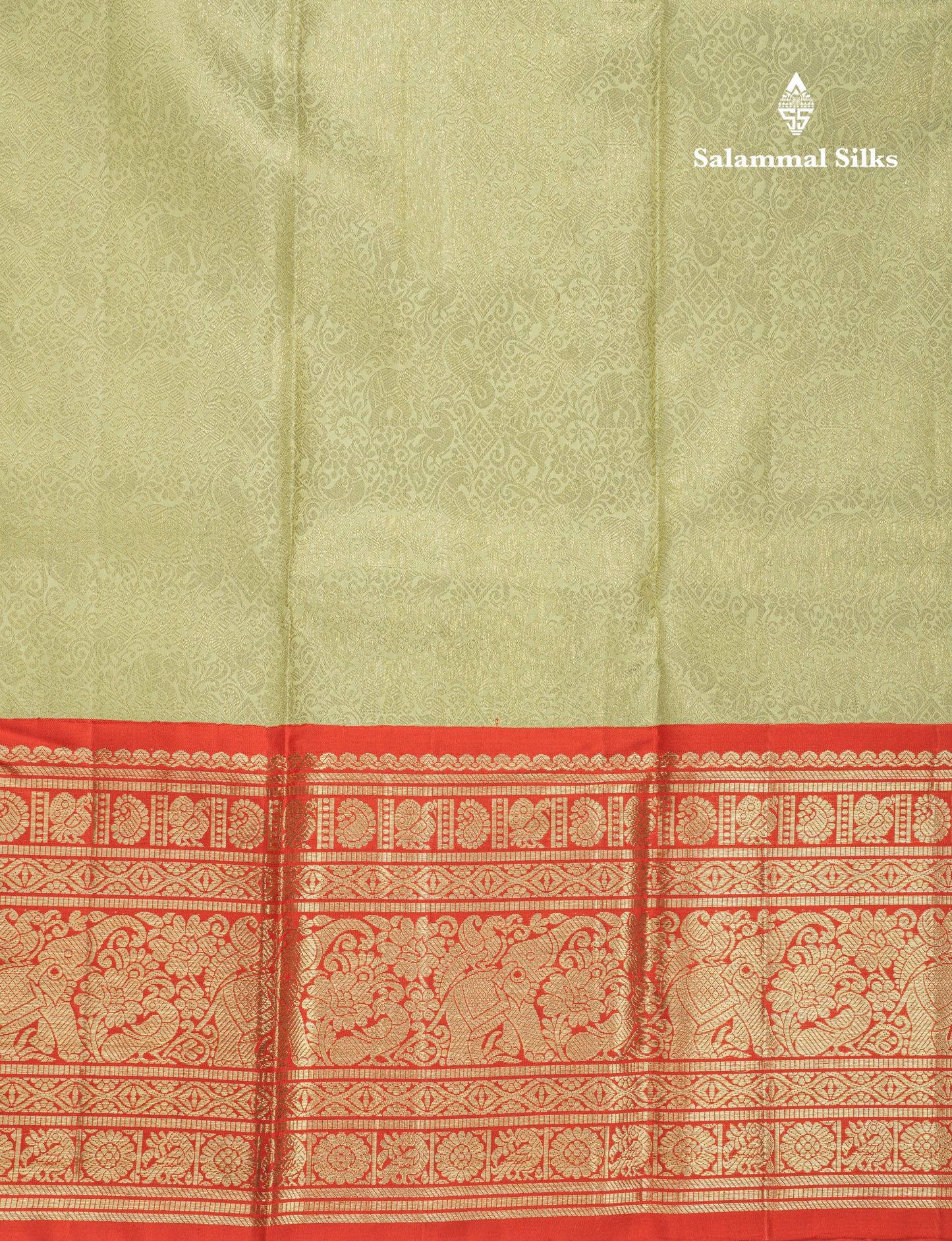 Light Parrot Green Beautiful Vanasingaram Grand Bridal Pure Kanjivaram Silk Saree With Red Korvai Border