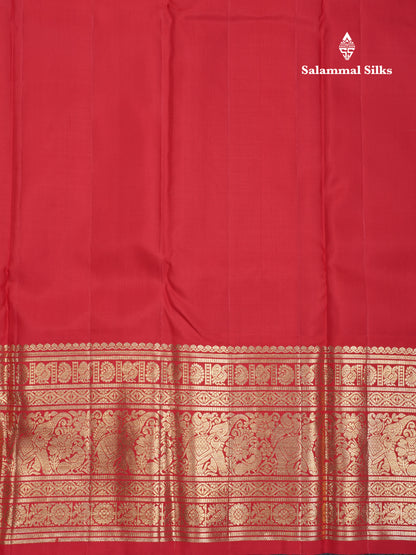 Light Parrot Green Beautiful Vanasingaram Grand Bridal Pure Kanjivaram Silk Saree With Red Korvai Border