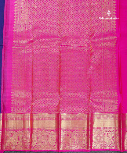 Kanjivaram Violet Traditional Pure Silk Saree With Magenta Rose Border