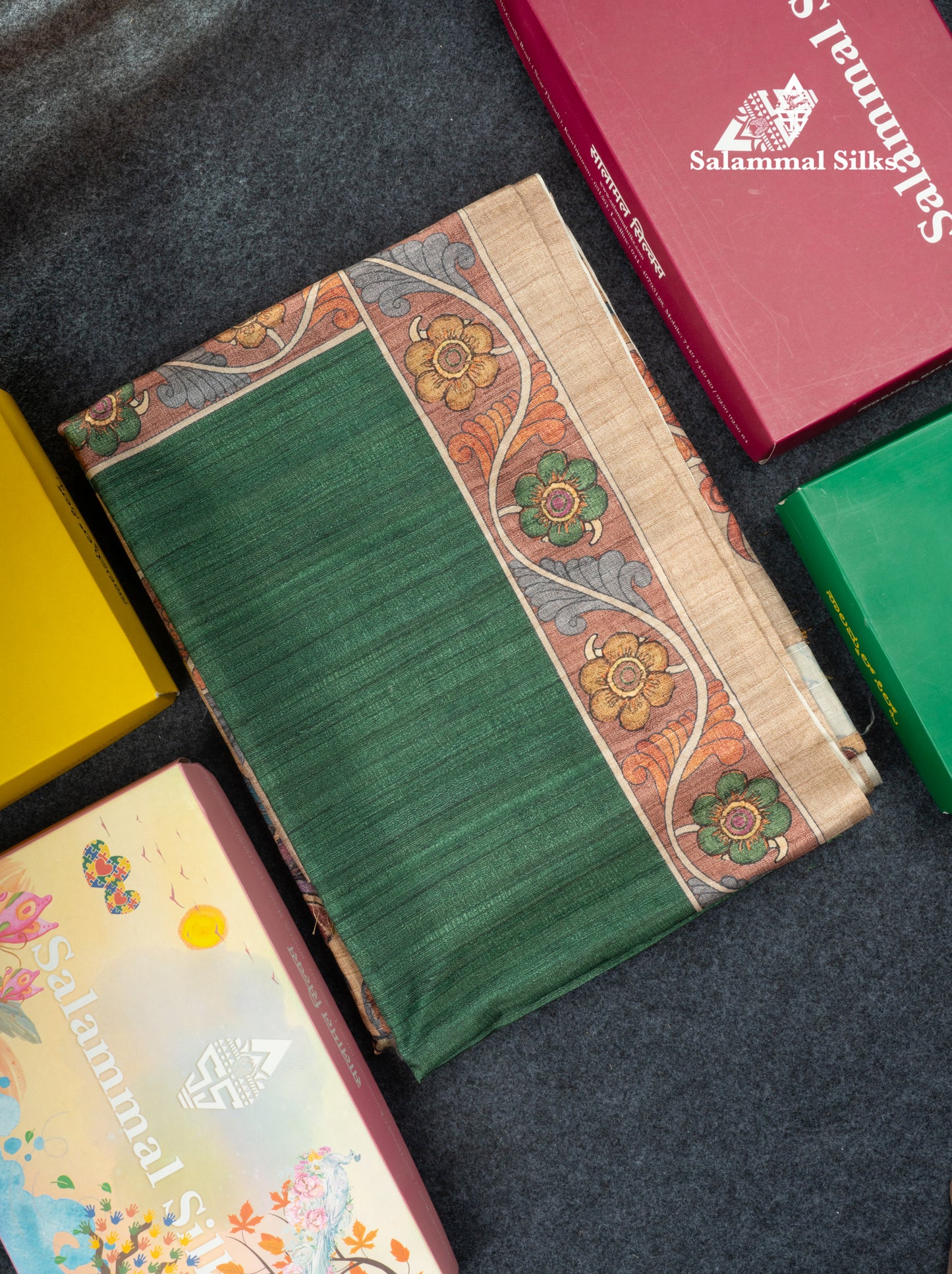 Maroon Colour Semi Tussar Fancy Saree With Contrast Sandal Border