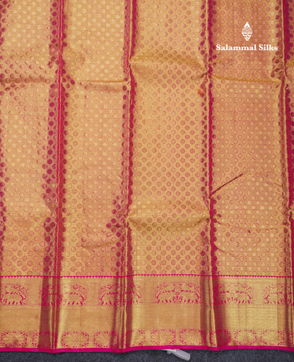 Magenta Pink Tissue Grand Bridal Pure Kanjivaram Silk Saree With Self Border