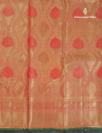 Beautiful Tomato Red Menakari Work Bridal Pure Kanjivaram 2G Zari Silk Saree With Traditional Border