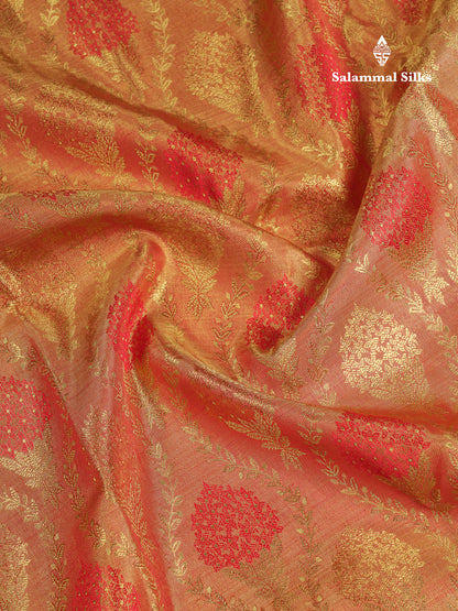 Beautiful Tomato Red Menakari Work Bridal Pure Kanjivaram 2G Zari Silk Saree With Traditional Border
