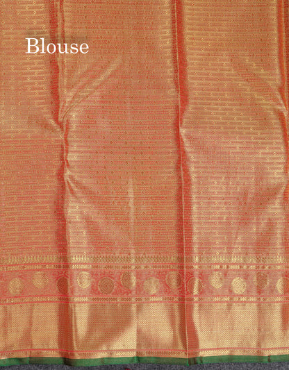 Beautiful Tomato Red Menakari Work Bridal Pure Kanjivaram 2G Zari Silk Saree With Traditional Border