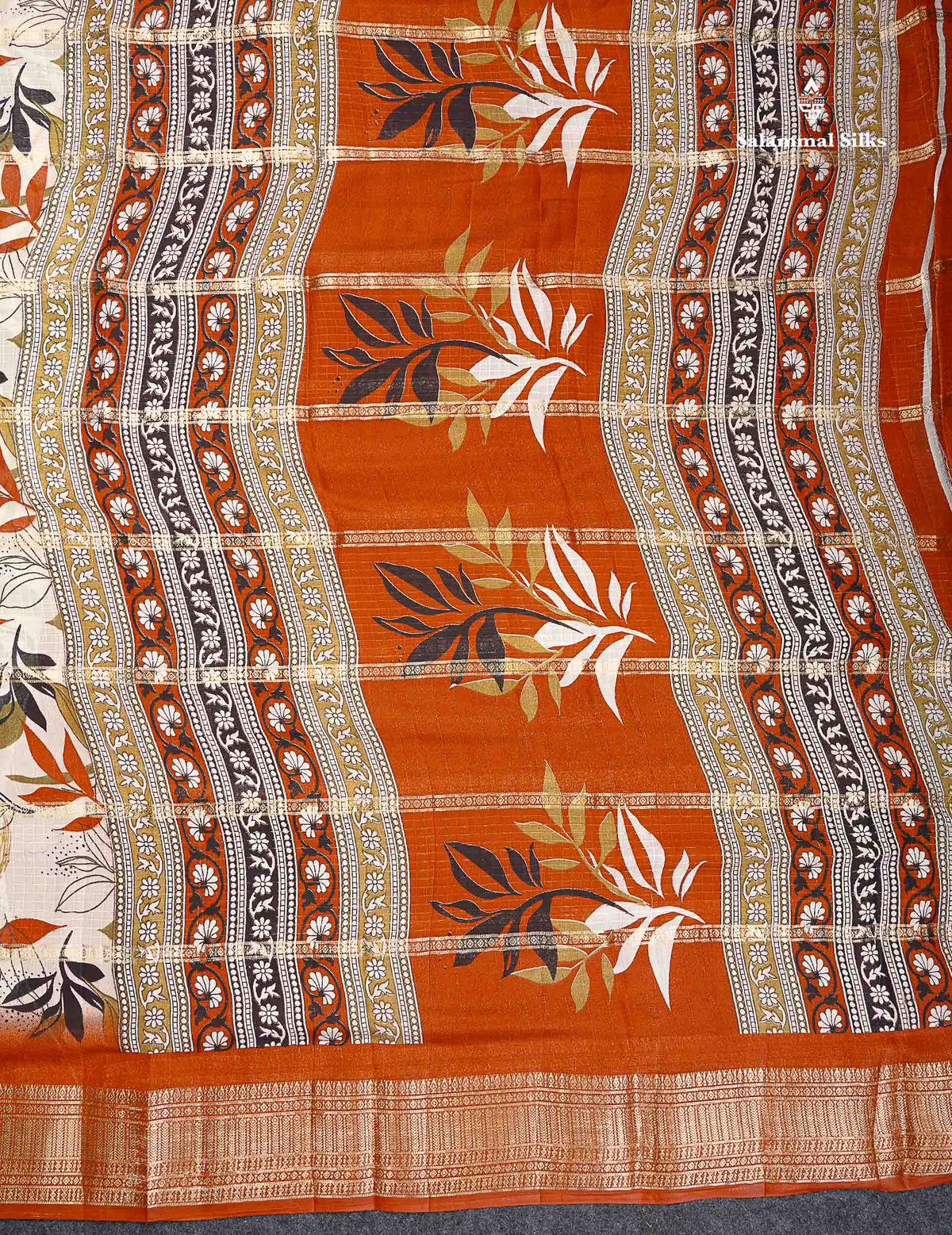 Semi Crepe Silk Saree - Half White Colour Body With Contrast Black Fancy Border
