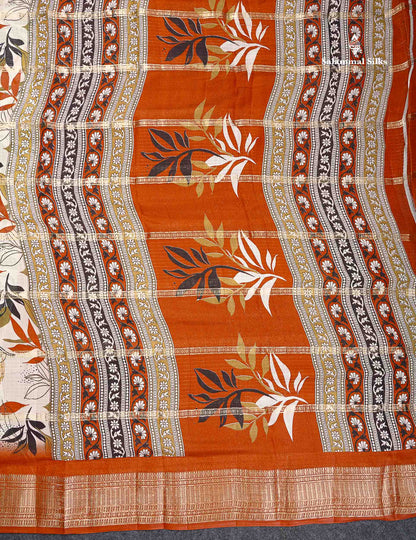 Semi Crepe Silk Saree - Half White Colour Body With Contrast Black Fancy Border