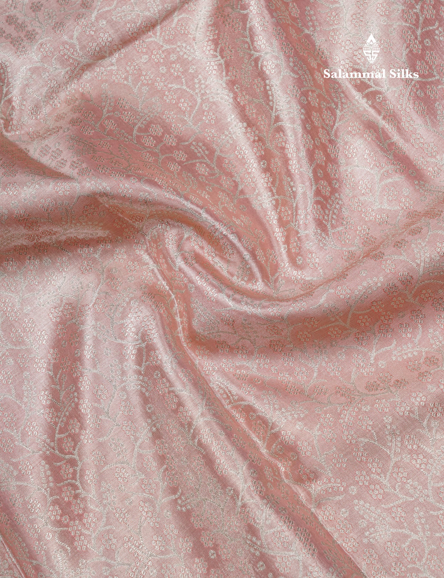 Beautiful Peach Tissue Grand Bridal Pure Kanjivaram Silk Saree With Evening Morning Border