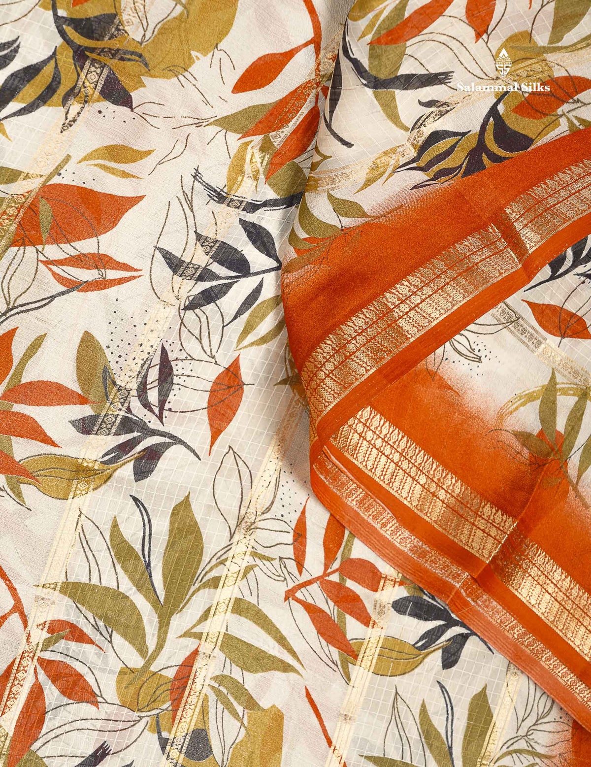 Semi Crepe Silk Saree - Half White Colour Body With Contrast Black Fancy Border