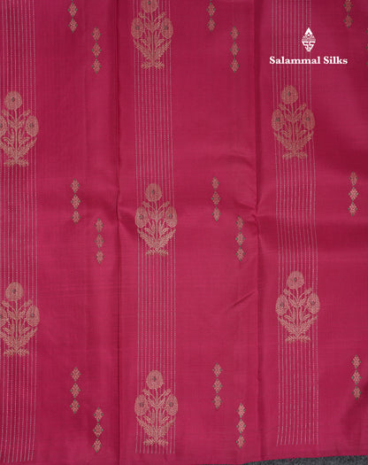 Beautiful Redish Magenta Fancy Pure Kanjivaram Silk Saree With Contrast Manthulir Yellow Blouse