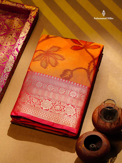 Beautiful Dual Tone Pink Pochampalli Design Semi Silk Saree With Contrast Magenta Pink Traditional Border