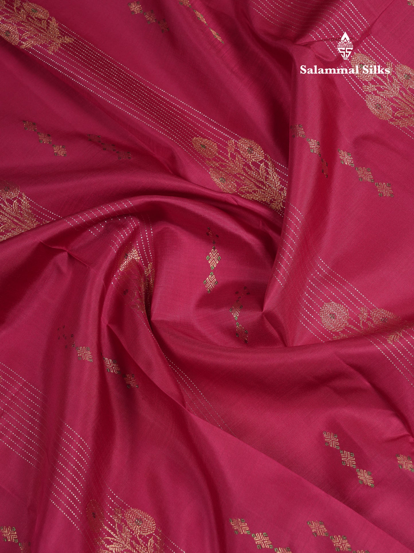 Beautiful Redish Magenta Fancy Pure Kanjivaram Silk Saree With Contrast Manthulir Yellow Blouse