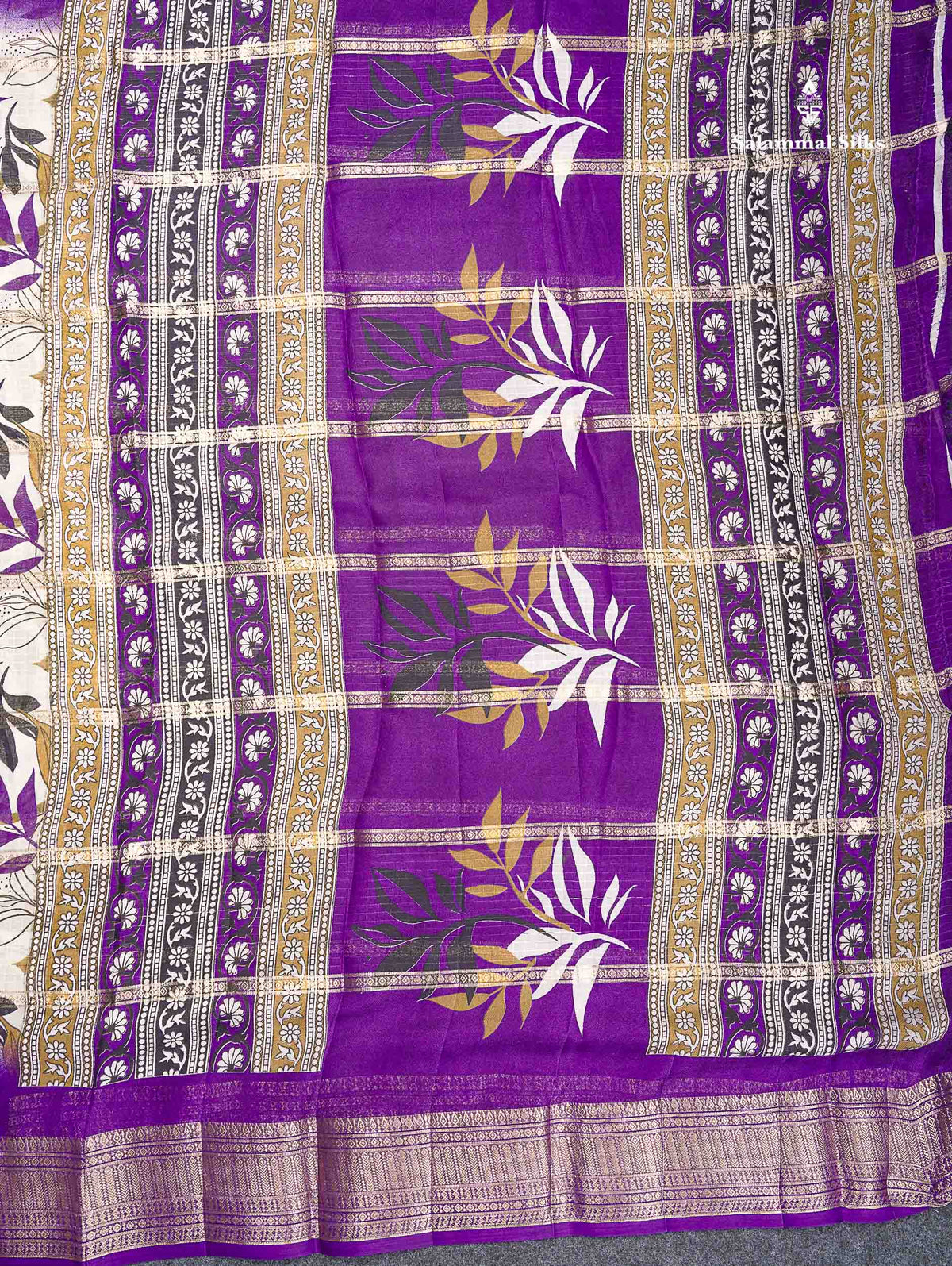 Semi Crepe Silk Saree - Half White Colour Body With Contrast Black Fancy Border