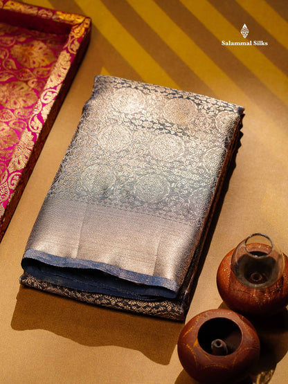 Beautiful Parrot Green Grand Tissue Banaras Fancy Saree With Self Border