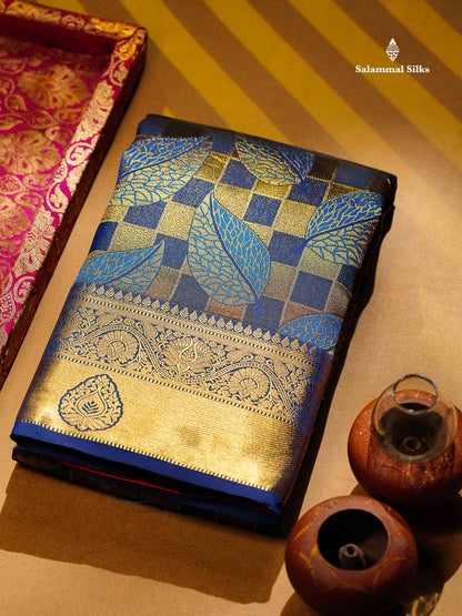Beautiful Dual Tone Navy Blue Bridal Semi Silk Saree With Contrast Pink Blouse