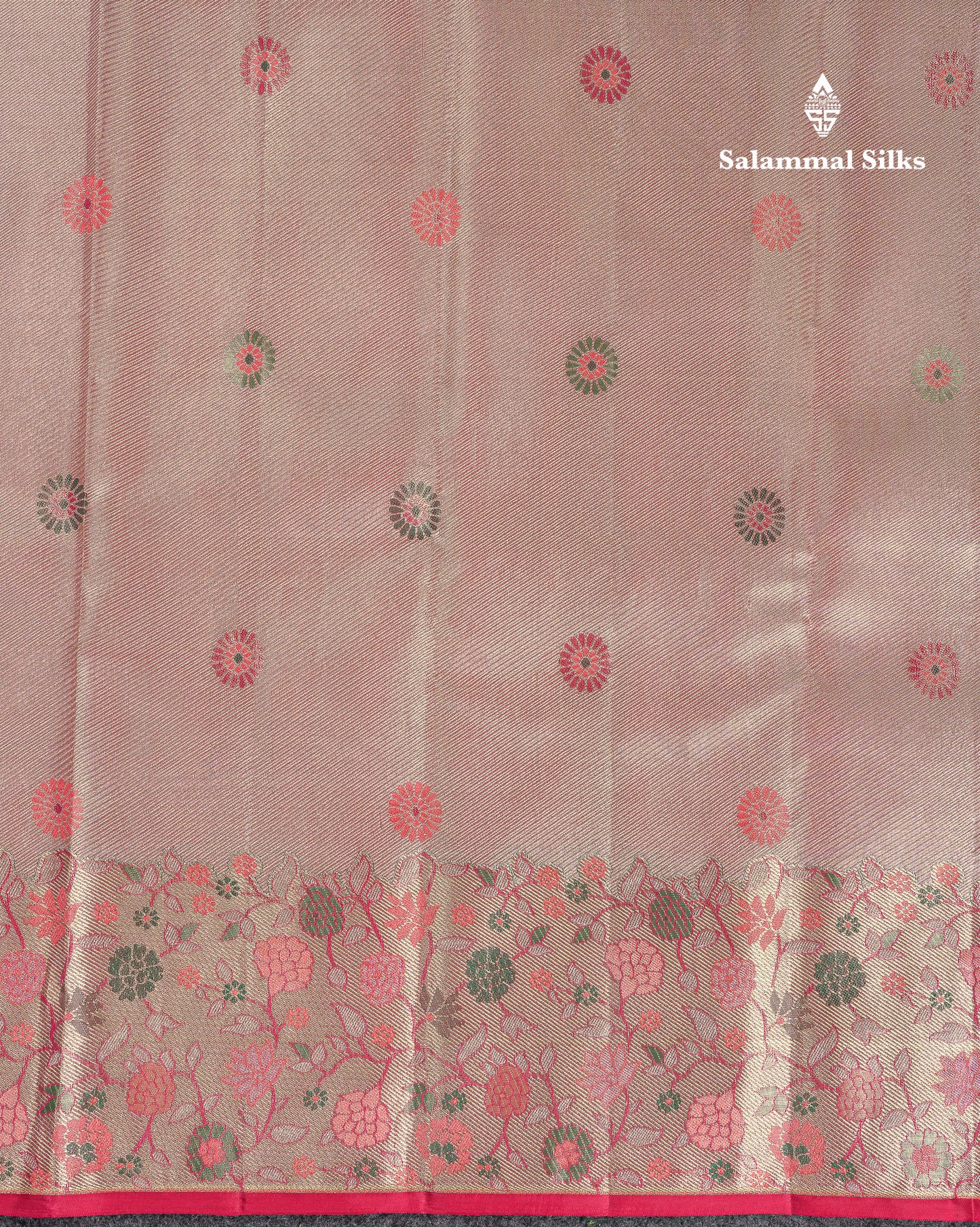 Beautiful Peach Menakari Work Tissue Bridal Pure Kanjivaram Silk Saree With Fancy Border