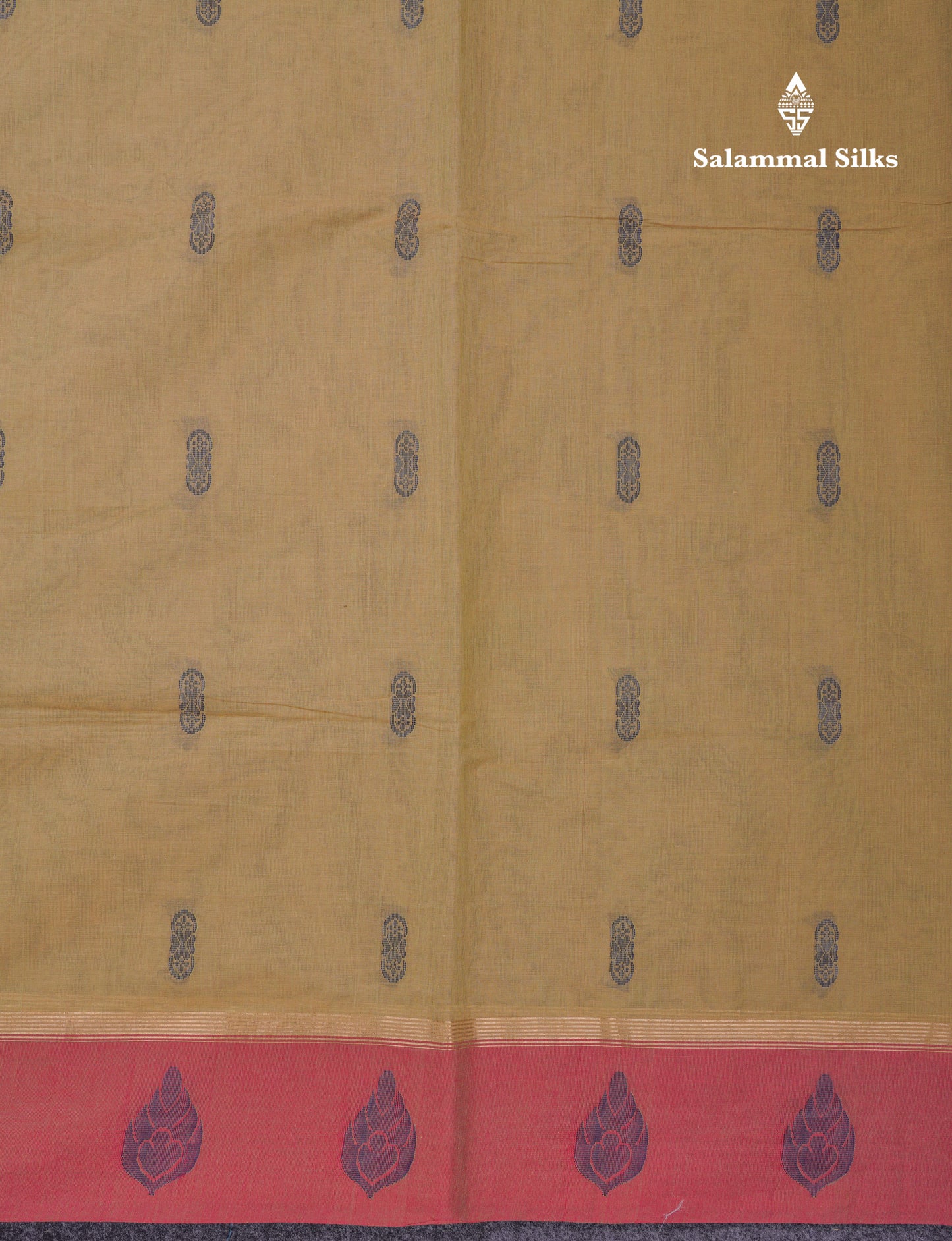 Beautiful Beige Thread Work Buttas Pure Cotton Saree With Contrast Light Maroon Border